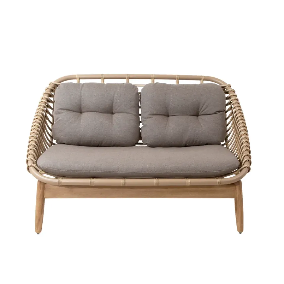 Cane-line Garden Sofas & Garden Benches|Balcony Furniture*String 2-seater sofa teak legs, Airtouch taupe Beige
