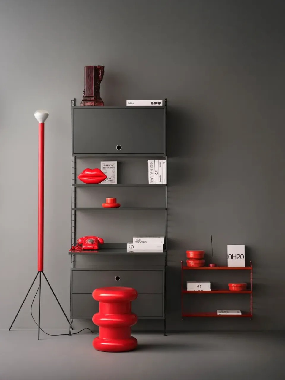 String String Shelves|Shelves & Shelving Systems*shelf Pocket metal, Oxtorg Red