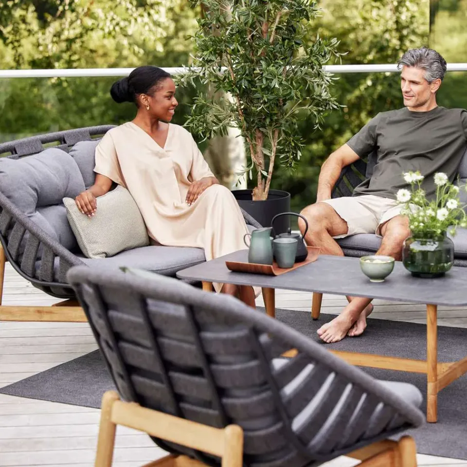 Cane-line Outdoor Lounge Furniture|Garden Sofas & Garden Benches*Strington 2-seater sofa teak, AirTouch Grey