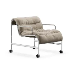 Lammhults Armchairs & Footstools*Sunny armchair with armrests, Mauro Putty-chrome frame with wheels BeigeSilver-coloured