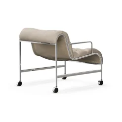 Lammhults Armchairs & Footstools*Sunny armchair with armrests, Mauro Putty-chrome frame with wheels BeigeSilver-coloured