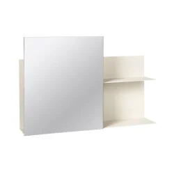 Broste Copenhagen Shelves & Shelving Systems*Svante wall shelf with mirror, Iron rainy day Beige