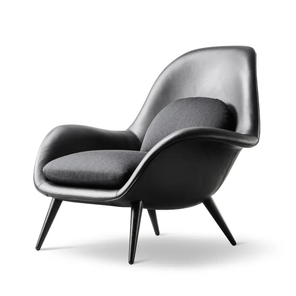 Fredericia Furniture Armchairs & Footstools*Swoon armchair, Leather 88- oak-balder 192 Black