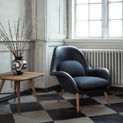 Fredericia Furniture Armchairs & Footstools*Swoon armchair, Leather 88- oak-balder 192 Black