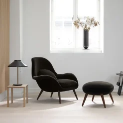 Fredericia Furniture Armchairs & Footstools*Swoon Ottoman footstool, Hallingdal 65 180-oiled oak Grey