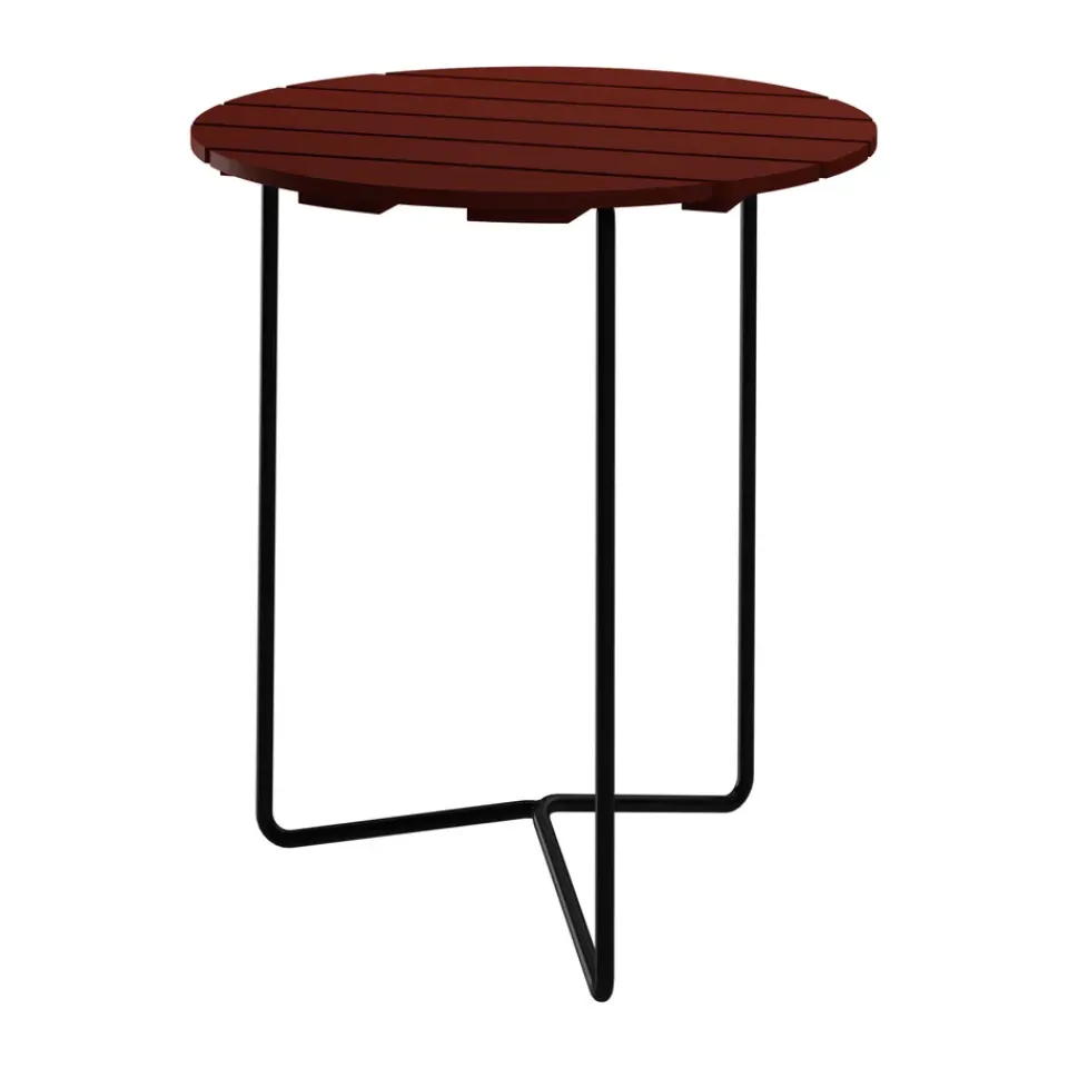 Grythyttan Stålmöbler Balcony Furniture*Table 6B table, Dark red lacquered oak-black frame, Ø60 cm RedBlack
