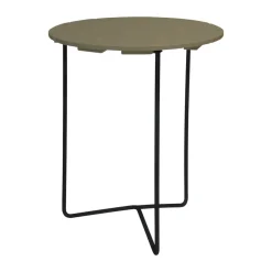 Grythyttan Stålmöbler Table For Outdoor Use|Balcony Furniture*Table 6B table, Light green oak-black, Ø60 cm GreenBlack