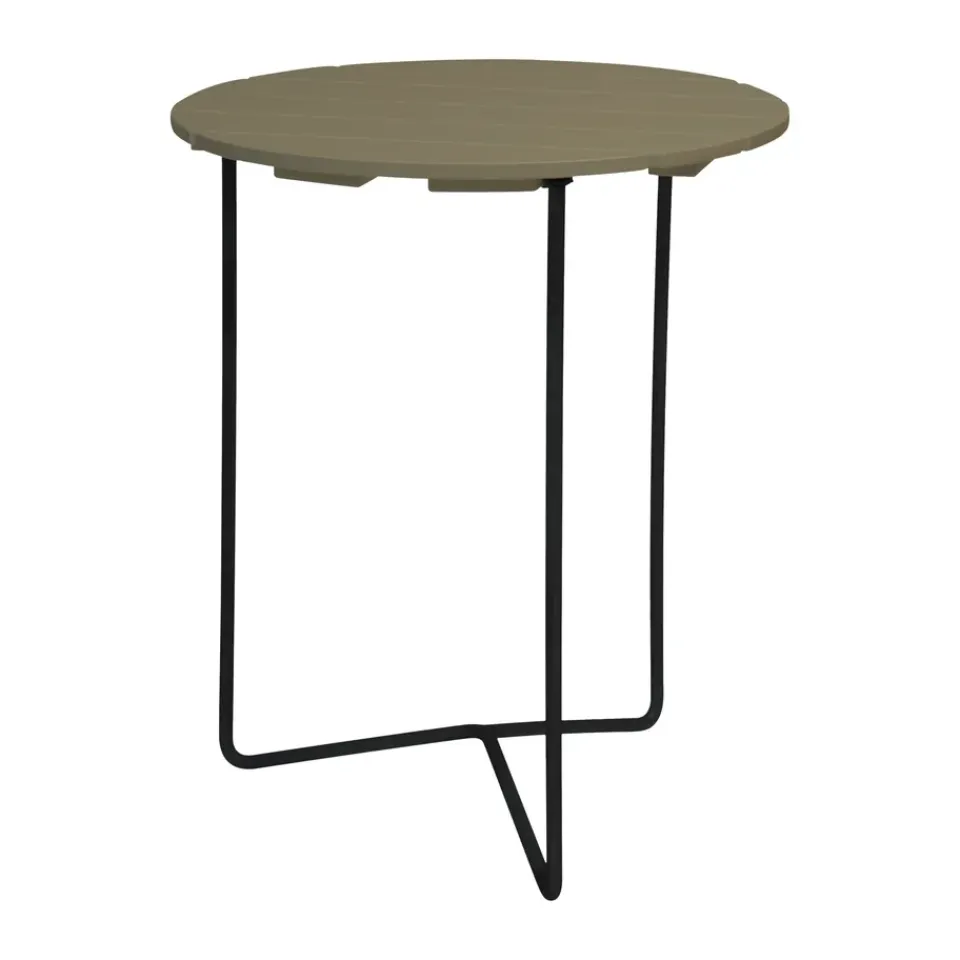 Grythyttan Stålmöbler Table For Outdoor Use|Balcony Furniture*Table 6B table, Light green oak-black, Ø60 cm GreenBlack