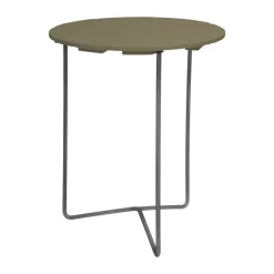 Grythyttan Stålmöbler Balcony Furniture*Table 6B table, Light oak-hot-dip galvanized stand, Ø60 cm Green