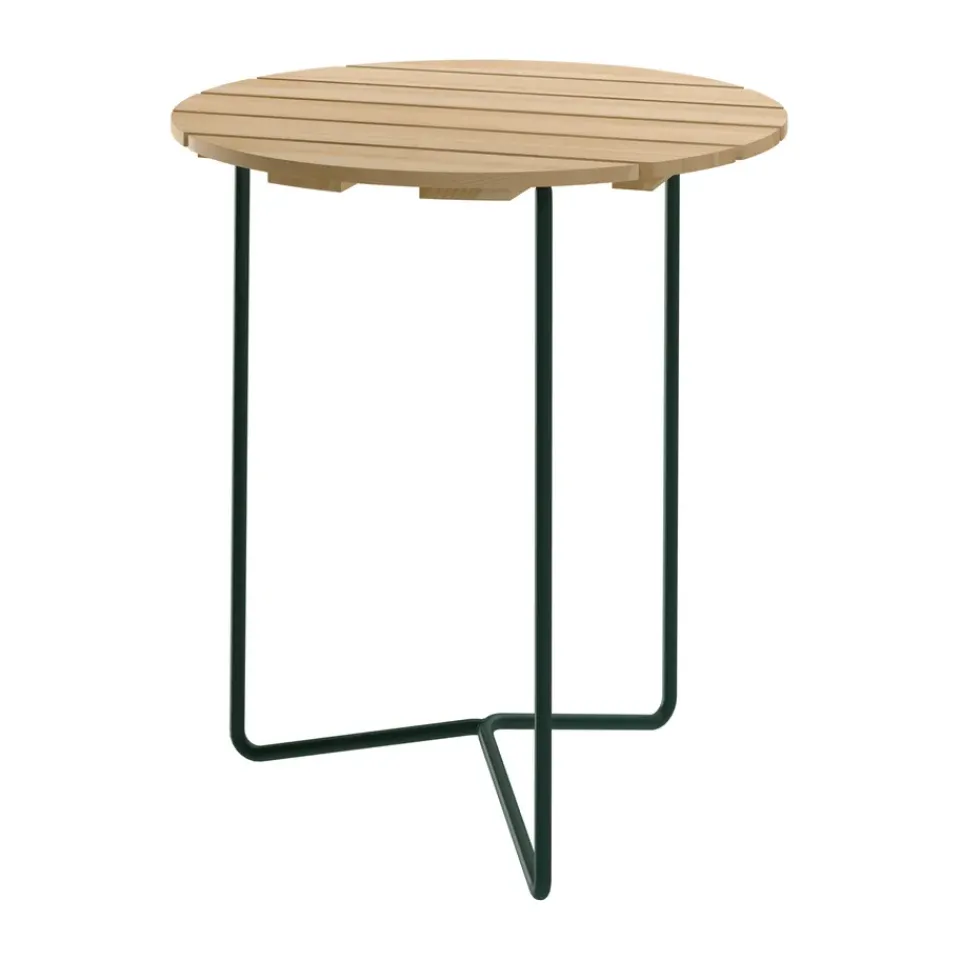 Grythyttan Stålmöbler Balcony Furniture*Table 6B table, Oiled pine-green steel frame BeigeGreen