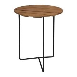 Grythyttan Stålmöbler Balcony Furniture|Table For Outdoor Use*Table 6B table, Untreated teak-black, Ø60 cm BeigeBlack