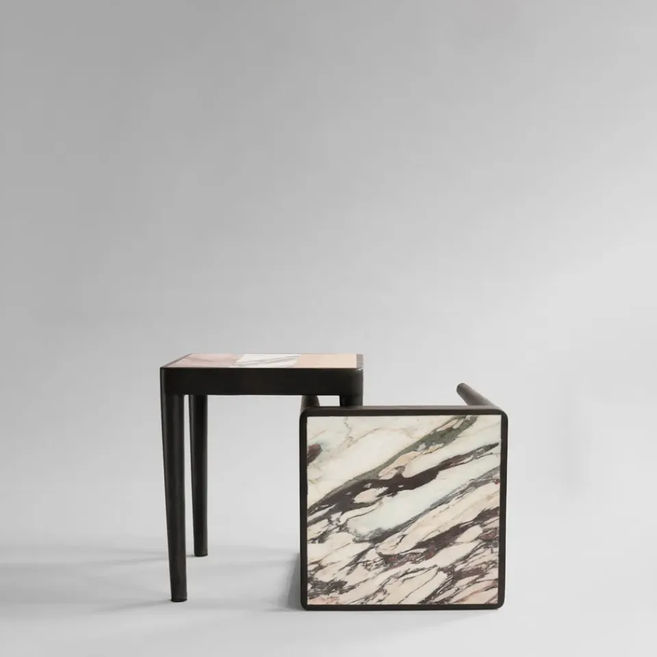 101 Copenhagen Coffee Tables*Tairu table 38x38 cm, Calacatta WhiteBlackMulti