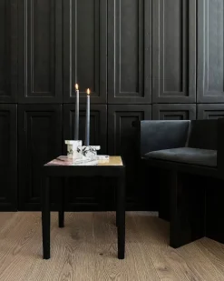 101 Copenhagen Coffee Tables*Tairu table 38x38 cm striped, Peach-Calacatta-Yellow MultiBlack