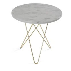 OX Denmarq Side Tables*Tall mini O side table Ø50 H50. brass undercarriage, marble White