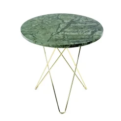 OX Denmarq Side Tables*Tall mini O side table Ø50 H50. brass undercarriage, marble Green