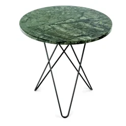 OX Denmarq Side Tables*Tall mini O side table Ø50 H50. black undercarriage, green marble GreenBlack