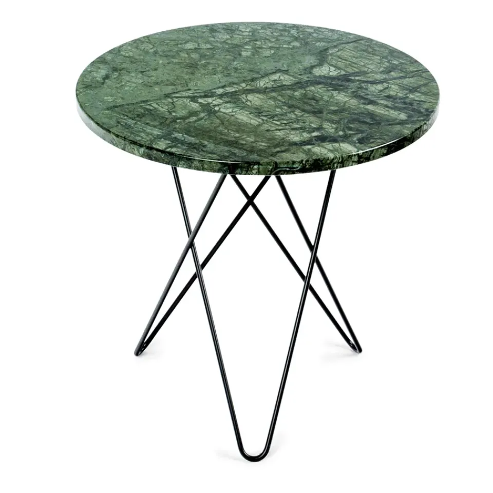 OX Denmarq Side Tables*Tall mini O side table Ø50 H50. black undercarriage, green marble GreenBlack