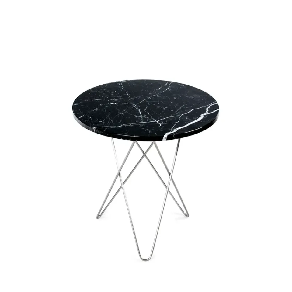 OX Denmarq Coffee Tables*Tall Mini O Table coffee table, Marble . stainless steel stand Black