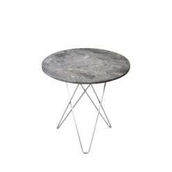 OX Denmarq Coffee Tables*Tall Mini O Table coffee table, Marble . stainless steel stand Grey