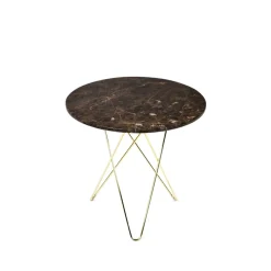 OX Denmarq Coffee Tables*Tall Mini O Table coffee table, marble . brass stand Brown