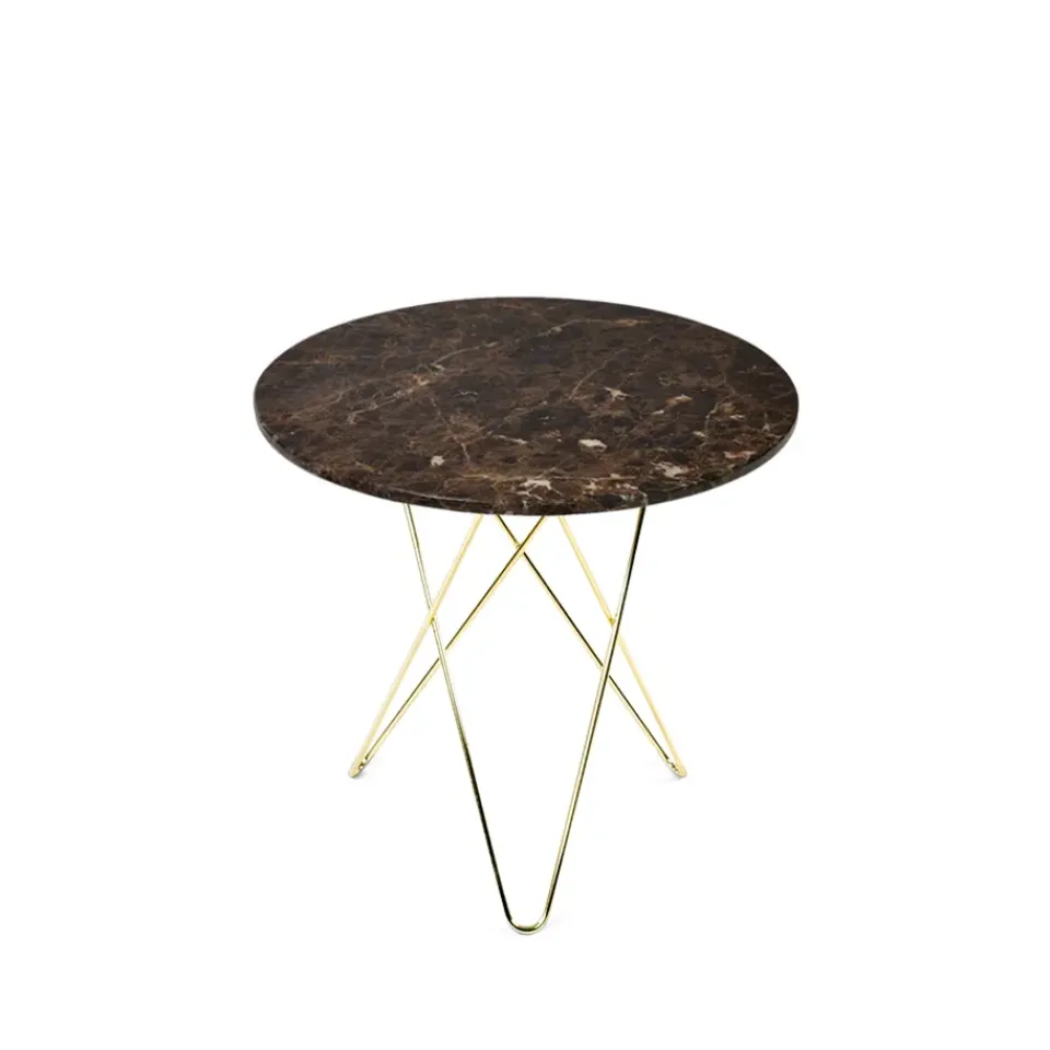 OX Denmarq Coffee Tables*Tall Mini O Table coffee table, marble . brass stand Brown