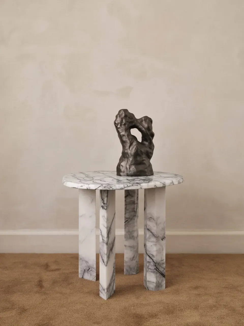 Ferm Living Side Tables*Taula side table Ø54,4x45 cm, White-charcoal Grey