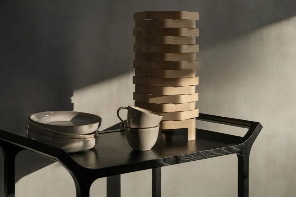 Swedese Serving Trolleys*Teatime serving trolley, Ash glazed Black