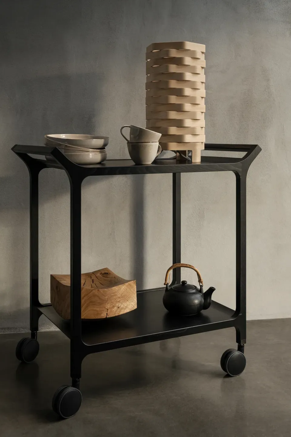 Swedese Serving Trolleys*Teatime serving trolley, Ash glazed Black