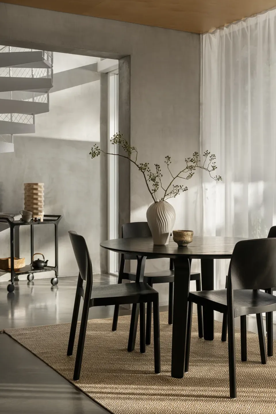 Swedese Serving Trolleys*Teatime serving trolley, Ash glazed Black