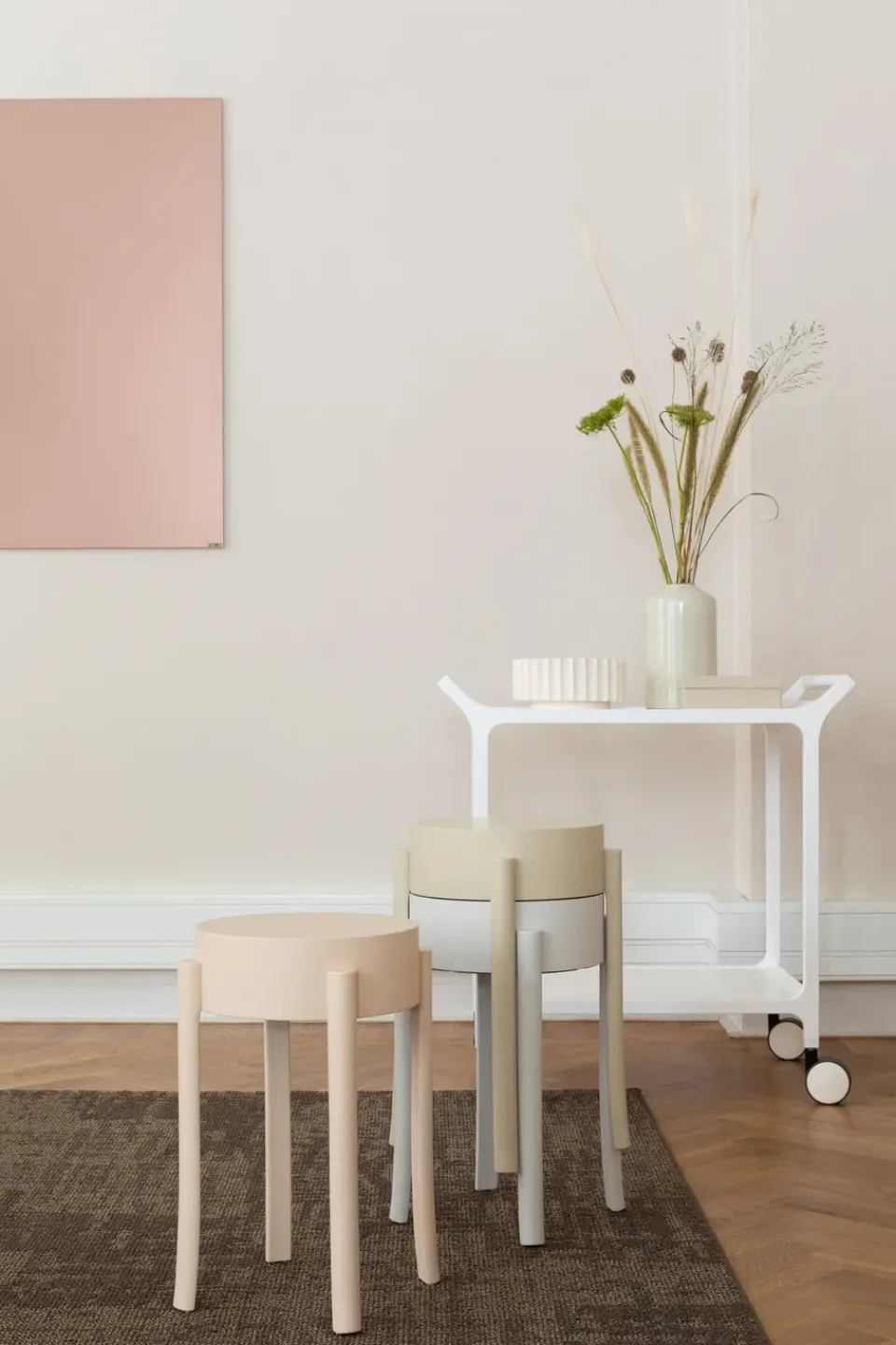 Swedese Serving Trolleys*Teatime serving trolley, Ash glazed White