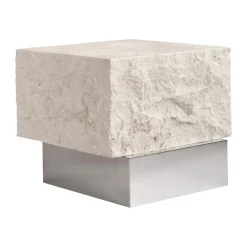 101 Copenhagen Coffee Tables*Temple side table low 42x40 cm, Chrome-limestone Beige