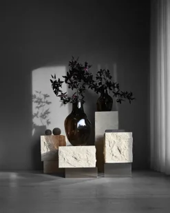 101 Copenhagen Coffee Tables*Temple side table low 42x40 cm, Chrome-limestone Beige