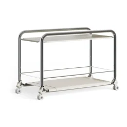 Lammhults Serving Trolleys*Tension trolley, Chrome-beige-beige leather rug BeigeSilver-coloured