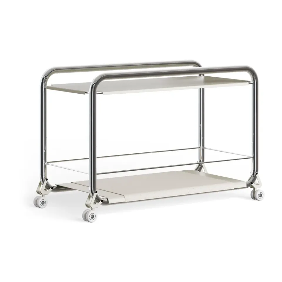 Lammhults Serving Trolleys*Tension trolley, Chrome-beige-beige leather rug BeigeSilver-coloured