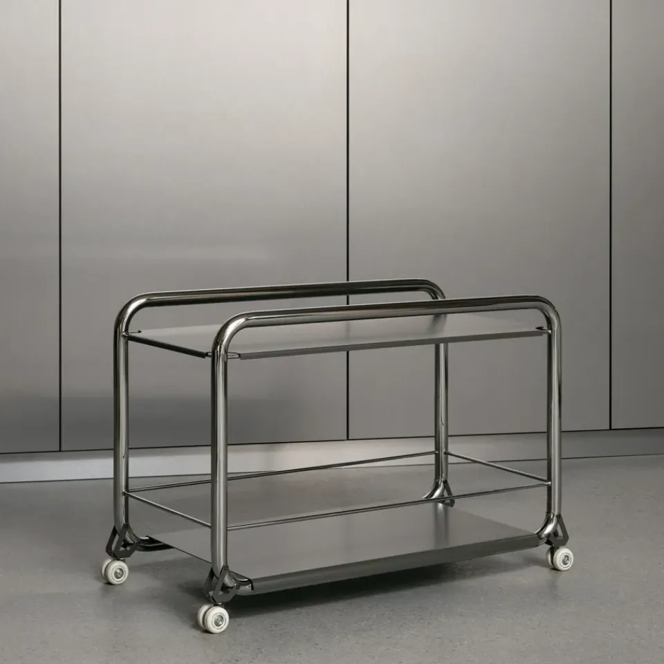 Lammhults Serving Trolleys*Tension trolley, Chrome-graphite texture GreySilver-coloured