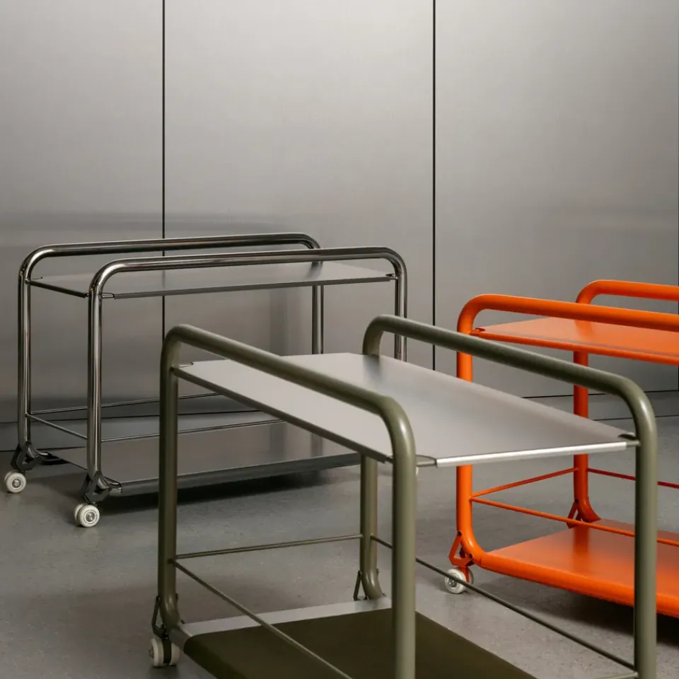 Lammhults Serving Trolleys*Tension trolley, Chrome-graphite texture GreySilver-coloured