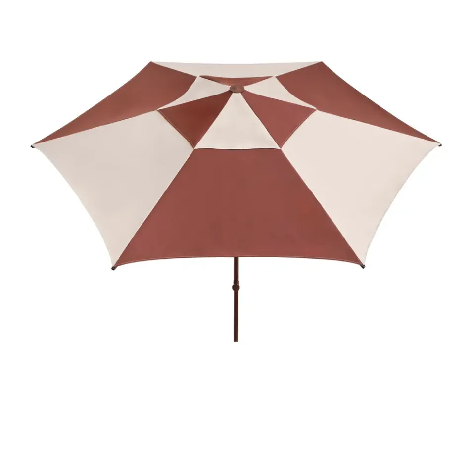 HAY Sun Protection*Terrazza Hexagon parasol, Off-white-burgundy Multi