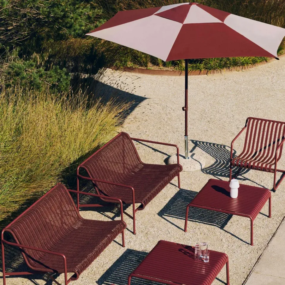 HAY Sun Protection*Terrazza Octagon parasol, Off-white-burgundy Multi