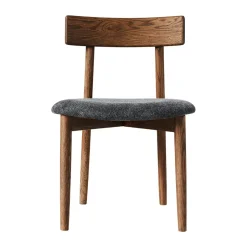MUUBS Chairs*Tetra chair with padded seat, Granite coloured fabric-dark oiled oak GreyBrown