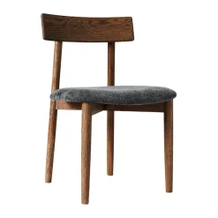 MUUBS Chairs*Tetra chair with padded seat, Granite coloured fabric-dark oiled oak GreyBrown