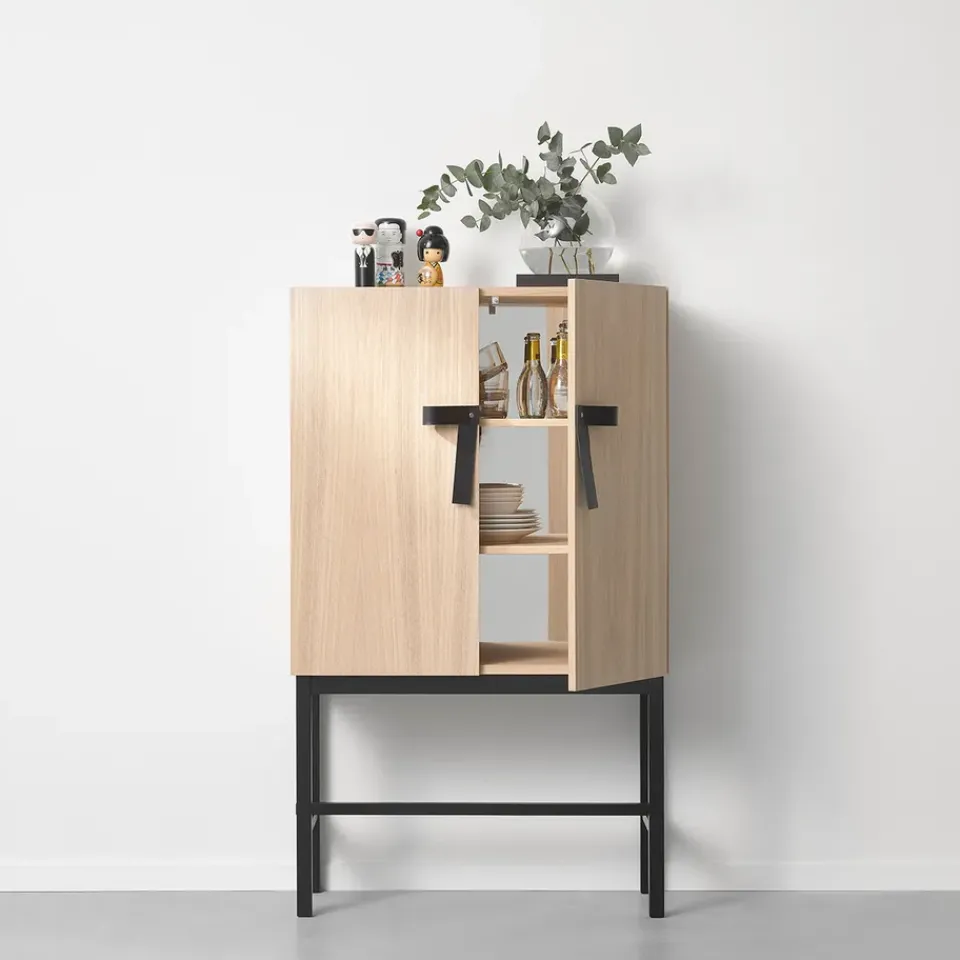 A2 Display & Glass Cabinets*The Bow cupboard, White-oiled oak-black Beige