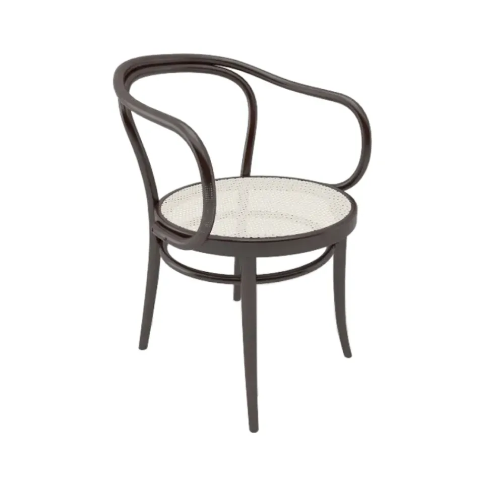 TON Chairs*no.30 armchair rattan seat, Coffee B4-New Rotting Brown