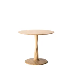 Ethnicraft Dining Tables*Torsion dining table, White-pigmented hardwax-oiled oak, Ø90 cm Beige
