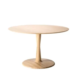 Ethnicraft Dining Tables*Torsion dining table, White-pigmented hardwax-oiled oak, Ø127 cm Beige