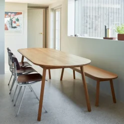 HAY Dining Tables*Triangle Leg dining table, Lacquered oak, 200x85 cm Beige