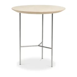 Mavis Side Tables*Tribeca side table, oak soap-rubbed rustic, satin chrome legs, ø47 cm Beige