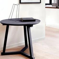 Ethnicraft Side Tables*Tripod side table, Oak — Wax oil small 56x46 cm Beige