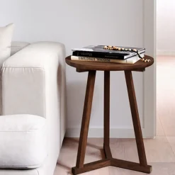 Ethnicraft Side Tables*Tripod side table, Oak — Wax oil small 56x46 cm Beige
