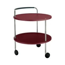 SMD Design Serving Trolleys*Trolley Round basic serving trolley, Wine , chrome frame Red
