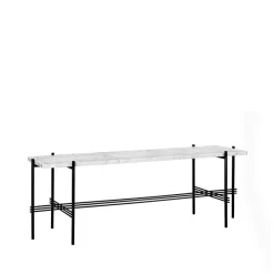 GUBI Side Tables*TS Console 1 console table, Marble , black lacquered stand White